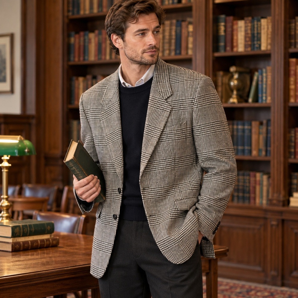 Chadmore Blazer Mens Glenplaid Dark Academia Hand Tailored Old Money - Picture 3 of 13